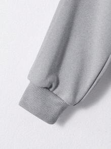 SHEIN 2 件 Tween 女童纯色针织运动衫和短裤休闲套装 - 淺灰色 - 查看 6