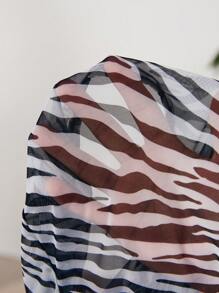 SHEIN VCAY Damen Zebra Muster Crop T-Shirt mit Bindung und Weiten Ärmeln für Frühling/Sommer