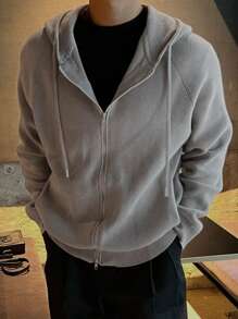 DAZY Men's Hooded Drawstring Long Sleeve Solid Color Casual Jacket, Autumn