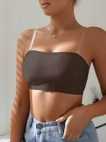 Reggiseno tubolare da donna a tinta unita, senza spalline, regolabile, 1 pezzo - Moka Marrone - Visualizzare 6