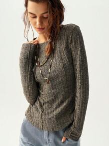 Bohemela Women Slim Fit Knitted Long Sleeve T-Shirt For Vacation