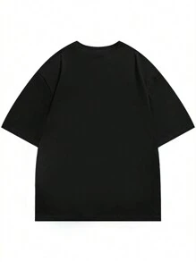 INAWLY Damen lässiges luftiges T-Shirt mit Buchstaben- und Obst-Muster, rundem Ausschnitt und Dropped Shoulder, Kurzarm Sommer Grafikshirt, Lehrerin Kleidung Grafikshirts Damenblusen - Schwarz - Übersicht 2