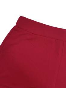 Conjunto de pantalón corto y blusa de manga corta de unicolor de corte slim para mujer - Burdeos - Ver 7