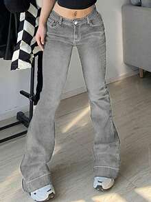 女款 Y2K 街头风低腰休闲牛仔喇叭裤，开学季，秋季