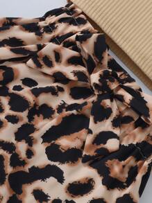 Young Girl One Shoulder Top & Leopard Print Belted Shorts