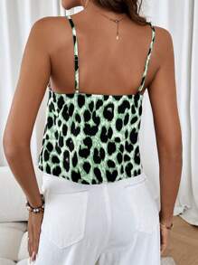 SHEIN LUNE Camiseta de tirantes con estampado integral y anudado al frente para mujer (estampado aleatorio)