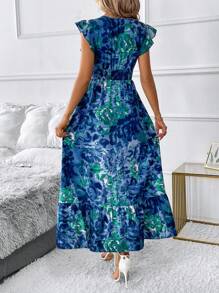 SHEIN Clasi Green Floral Print  Summer Long  Dress For Women - Multicolor - View 4