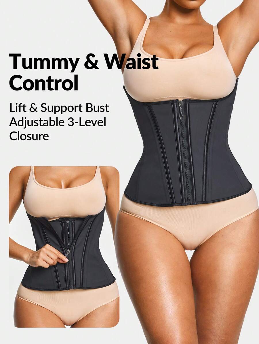SHAPORA Sculpting Waist Trainer Adjustable 3-Level Closure Shapewear Body Shaper -Tummy Waist Control - Black - View 1