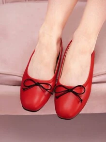 CUCCOO DOLLMOD Red Ballet Flats With Bowknot For Women  Halloween Sorceress - Red - View 3