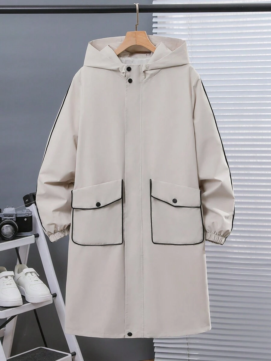 青少年男孩多季节连帽风衣，休闲日常户外外套