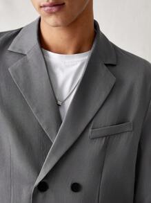 Manfinity VCAY Áo khoác dệt kim màu trơn, tay dài có khóa kéo cho nam, dành cho mùa thu đông - Xám - Xem 4