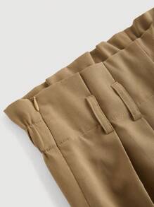 SHEIN MOD 高腰复古直筒棕色长裤，休闲日常装，秋冬女装下装，商务休闲女装，90 年代装，返校节，韩国时尚，办公室装，文艺复兴，老钱风格，舞会，，哥特，节日 - 棕色 - 查看 3