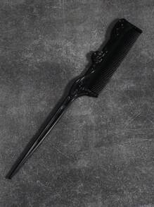 ROMWE 1pc Large Gothic Black Rose & Butterfly Tail Design Hair Comb, Halloween - Black - View 2