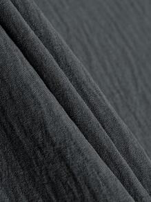 Manfinity Homme Áo sơ mi nam trơn cài nút tay dài màu trơn, dáng rộng, cổ bẻ thời trang, thích hợp đi chơi, áo sơ mi nam màu xám, cho mùa thu - Xám - Xem 4