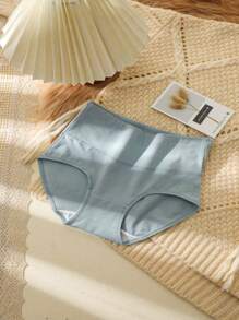 4pcs/Pack Women's High Waist Cotton Solid Color Briefs, Casual Comfortable Minimalist Stretchy Breathable Panties - 彩色 - 查看 7