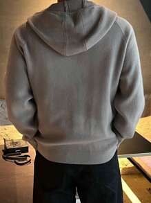 DAZY Men's Hooded Drawstring Long Sleeve Solid Color Casual Jacket, Autumn
