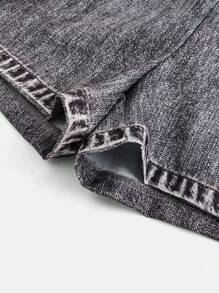 SHEIN Girlism Tween Girl Casual Floral Asymmetrical Hem Skort - Light Grey - View 4