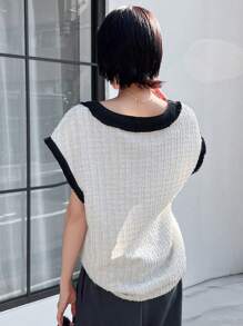 FRIFUL Áo khoác vest phối màu thông thường cho nữ mùa xuân và mùa thu - Đen và trắng - Xem 7