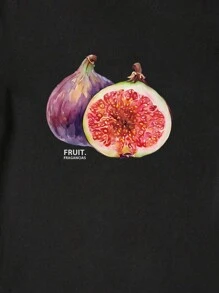 INAWLY Damen lässiges luftiges T-Shirt mit Buchstaben- und Obst-Muster, rundem Ausschnitt und Dropped Shoulder, Kurzarm Sommer Grafikshirt, Lehrerin Kleidung Grafikshirts Damenblusen - Schwarz - Übersicht 6