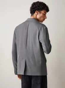 Manfinity VCAY Áo khoác dệt kim màu trơn, tay dài có khóa kéo cho nam, dành cho mùa thu đông - Xám - Xem 2