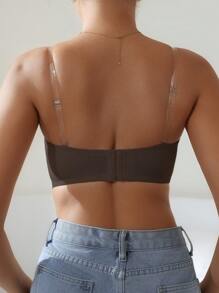 Reggiseno tubolare da donna a tinta unita, senza spalline, regolabile, 1 pezzo - Moka Marrone - Visualizzare 2