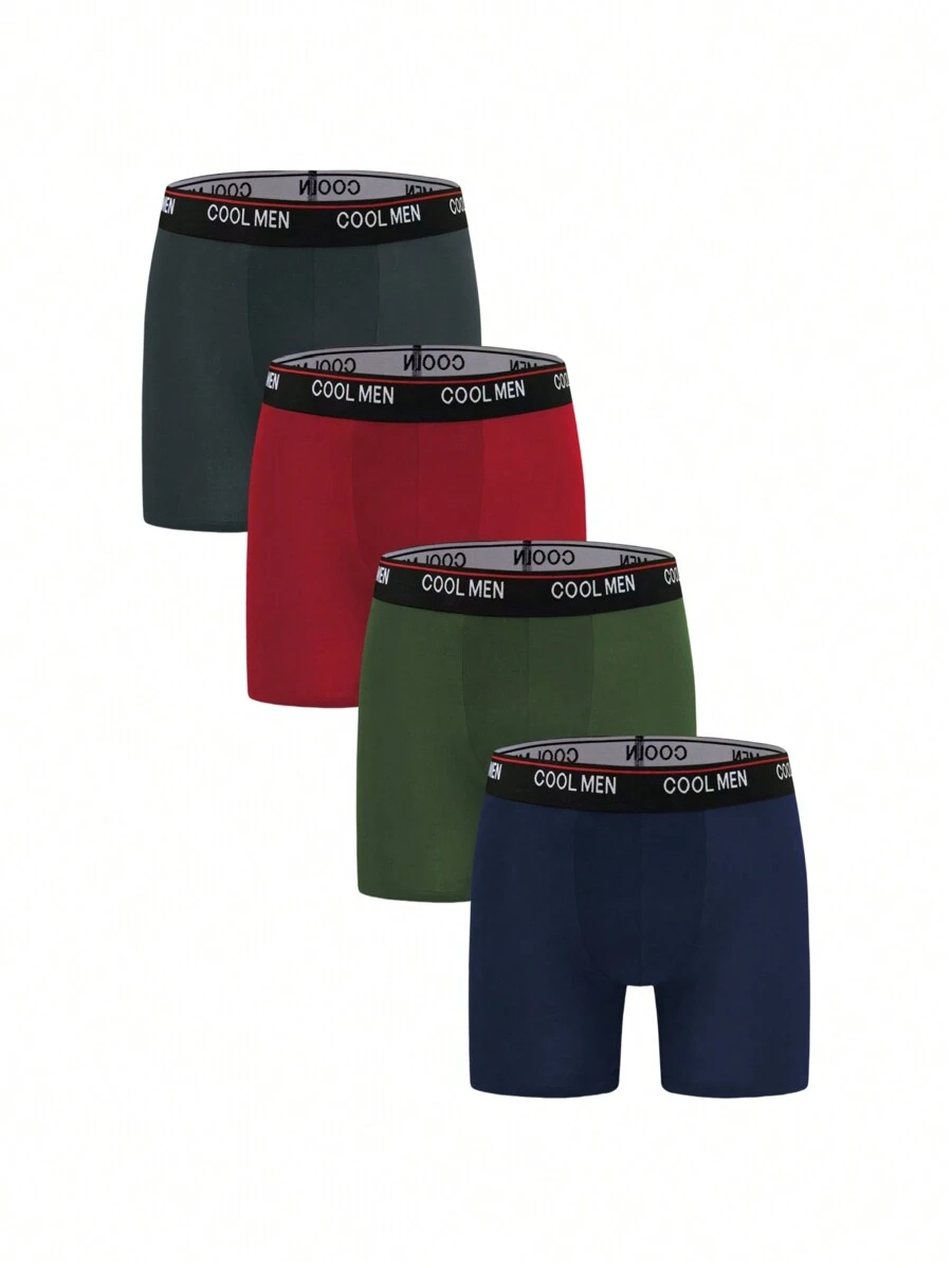 4 件装 男士字母提花三角裤 - 彩色 - 查看 1