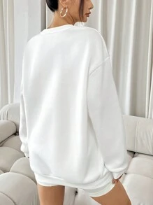 SHEIN SXY Sudadera con estampado gráfico blanco para mujer - Blanco - Ver 2