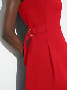 Maija Vestido elegante de moda, de cuello redondo, sin mangas y ajustado para mujer