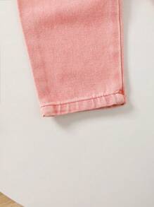 Baby Girls' Solid Woven Denim Pants Set - Multicolor - View 7