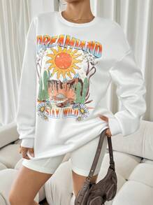 SHEIN SXY Sudadera con estampado gráfico blanco para mujer - Blanco - Ver 5