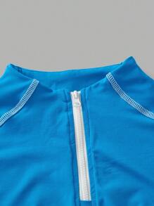 Forever 21 Rits in contrasterende kleur naaien Opstaande kraag Slim Fit T-shirt met korte mouwen en rok in contrasterende kleur
