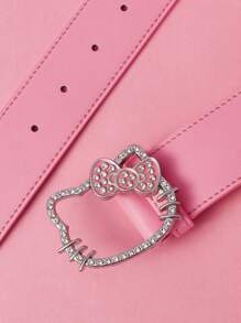 HELLO KITTY AND FRIENDS | SHEIN Cinturón de vestir con hebilla con gato de rhinestone rosa, apto para uso diario - Rosa - Ver 5