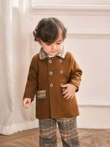 Souflis Souflis 2pcs/Set Baby Boys Solid Color Long Sleeve Shirt And Pants Set, Soft And Comfortable Casual Style For Autumn/Winter Outdoor, Vacation, Daily Wear, For Christmas