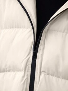 Manfinity Homme Plus Size Men's Solid Color Hooded Padded Vest Jacket - Beige - View 4
