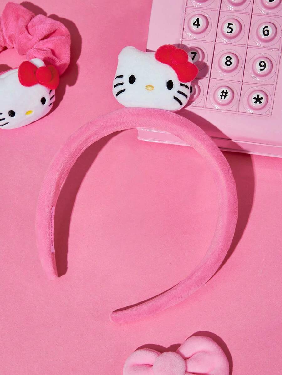 HELLO KITTY AND FRIENDS | SHEIN 粉色蝴蝶结3D图案可爱发带发箍 - 彩色 - 查看 1