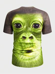 Manfinity Homme Men's Crew Neck Short Sleeve Animal Print Casual T-Shirt - Green - View 2