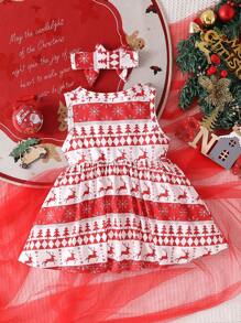 Vestido sin mangas casual con estampado navideño para bebé niña, verano - Multicolor - Ver 2