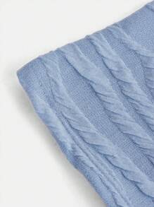 SHEIN 少女纹理针织休闲抹胸短款上衣 - 淺藍色 - 查看 4