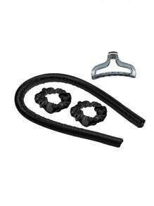 4 件套无热卷发套装，适合女性长发，无热卷发滚筒，隔夜卷发，无热卷发套装带夹子万圣节 - 黑色 - 查看 4