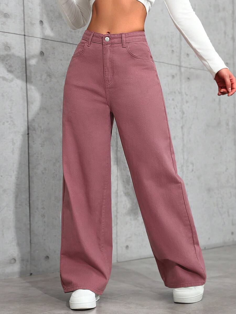 女士朴素简约日常牛仔裤 - 紫羅蘭色 - 查看 1