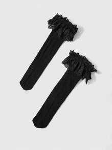 ROMWE Kawaii 1 par de calcetines decorados con lazo y perla lindos