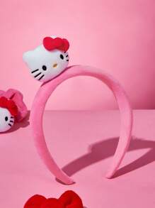 HELLO KITTY AND FRIENDS | SHEIN 粉色蝴蝶结3D图案可爱发带发箍 - 彩色 - 查看 3