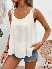 EMERY ROSE Women's Solid Color Chiffon Jacquard Tank Top - Apricot - View 4