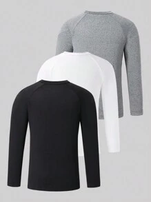 SHEIN 3pcs/Set Tween Boy Casual All-Match Crew Neck T-Shirts - Multicolor - View 2