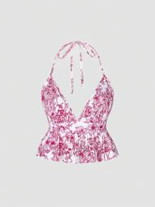 SHEIN Unity 女士简约碎花吊带背心上衣 - 玫紅色 - 查看 1