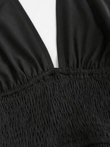 Sweetra 女士性感时尚纯色露背黑色短裙，夏季 Y2K 服装俱乐部服装假日女士连衣裙 - 黑色 - 查看 4