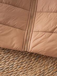 SHEIN Babygirl Solid Color Warm Fleece Jacket And Hat Set, Autumn/Winter