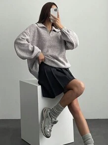 DAZY Losvallend sweatshirt met effen polokraag voor dames