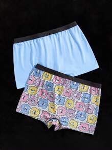 SHEIN X Care Bears Tronco para hombre cómodo con estampado de osito bonito