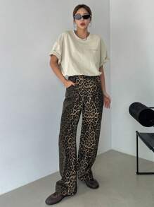 DAZY Women's Loose Casual T-Shirt With Slogan Print And Dropped Shoulder Short Sleeve, Summer Oversized T-Shirt